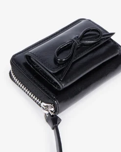 Porte-monnaie Amelia en cuir craquelé noir