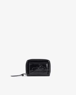 Porte-monnaie Amelia en cuir craquelé noir