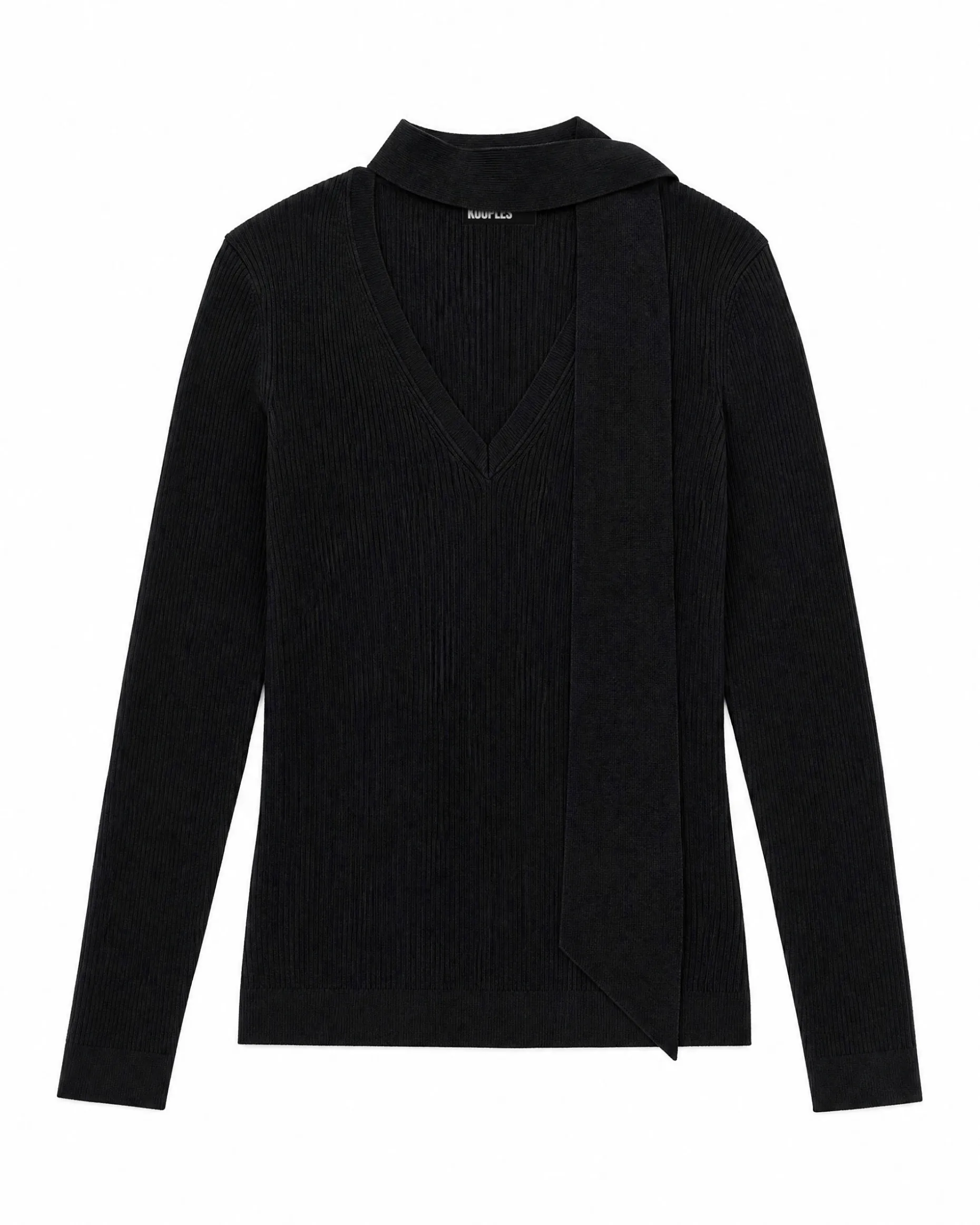 Pull avec lavallière en laine mérinos gris