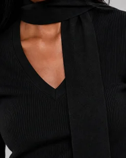 Pull avec lavallière en laine mérinos gris