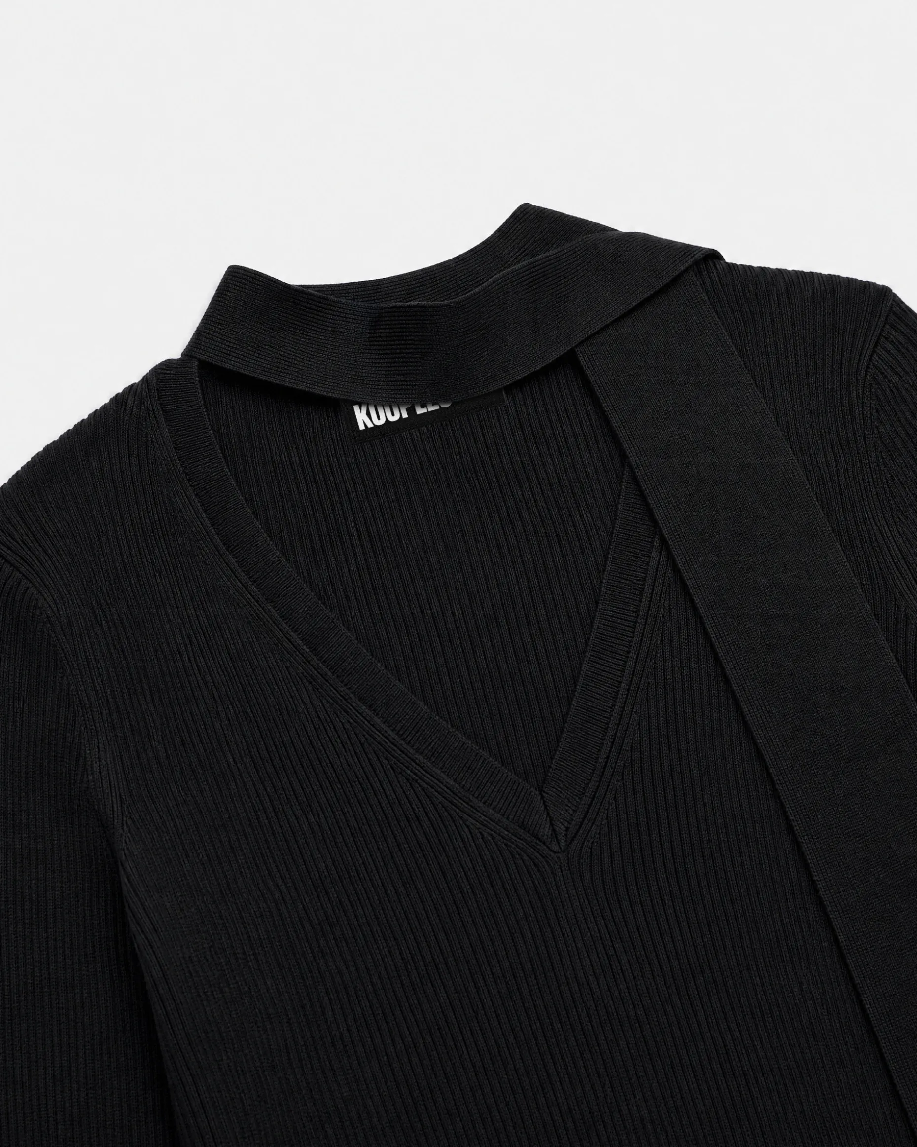 Pull avec lavallière en laine mérinos gris