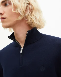 Pull col camionneur double face marine