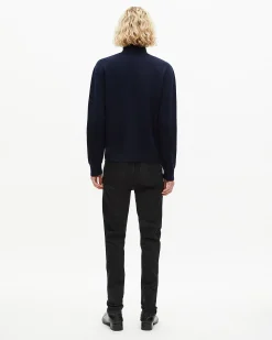 Pull col camionneur double face marine