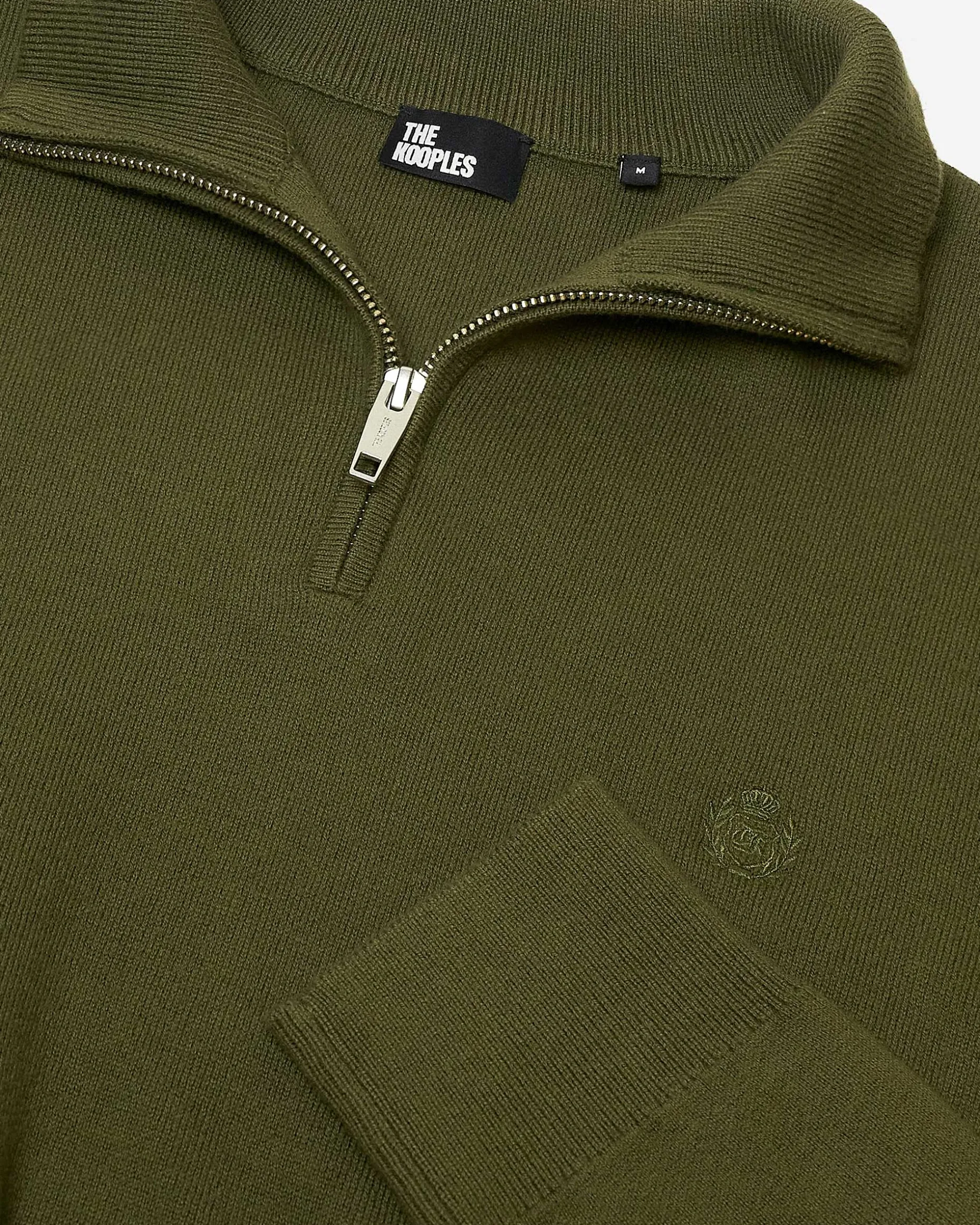 Pull col camionneur en laine double face kaki