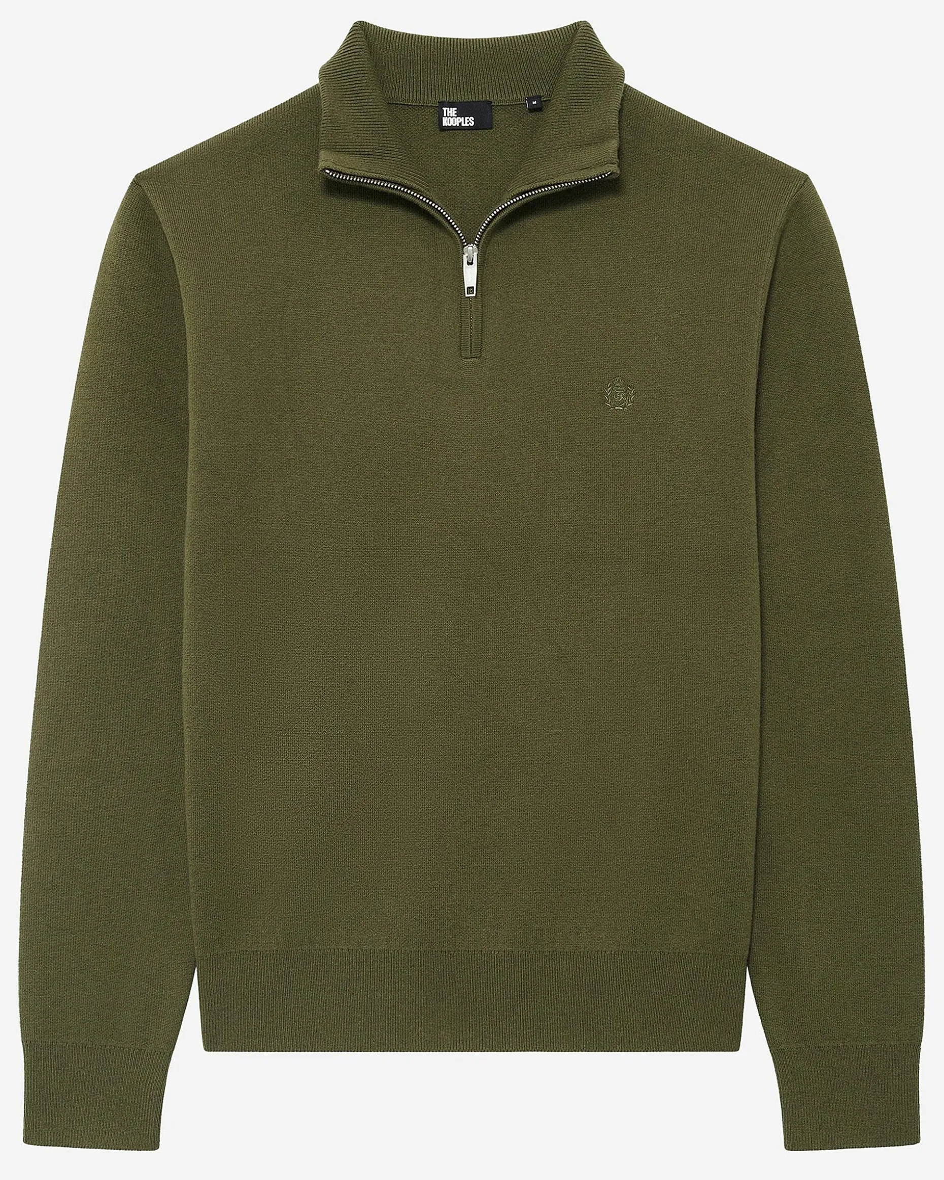 Pull col camionneur en laine double face kaki