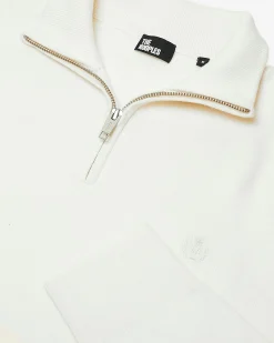 Pull col camionneur en laine double face écru