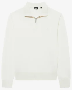 Pull col camionneur en laine double face écru