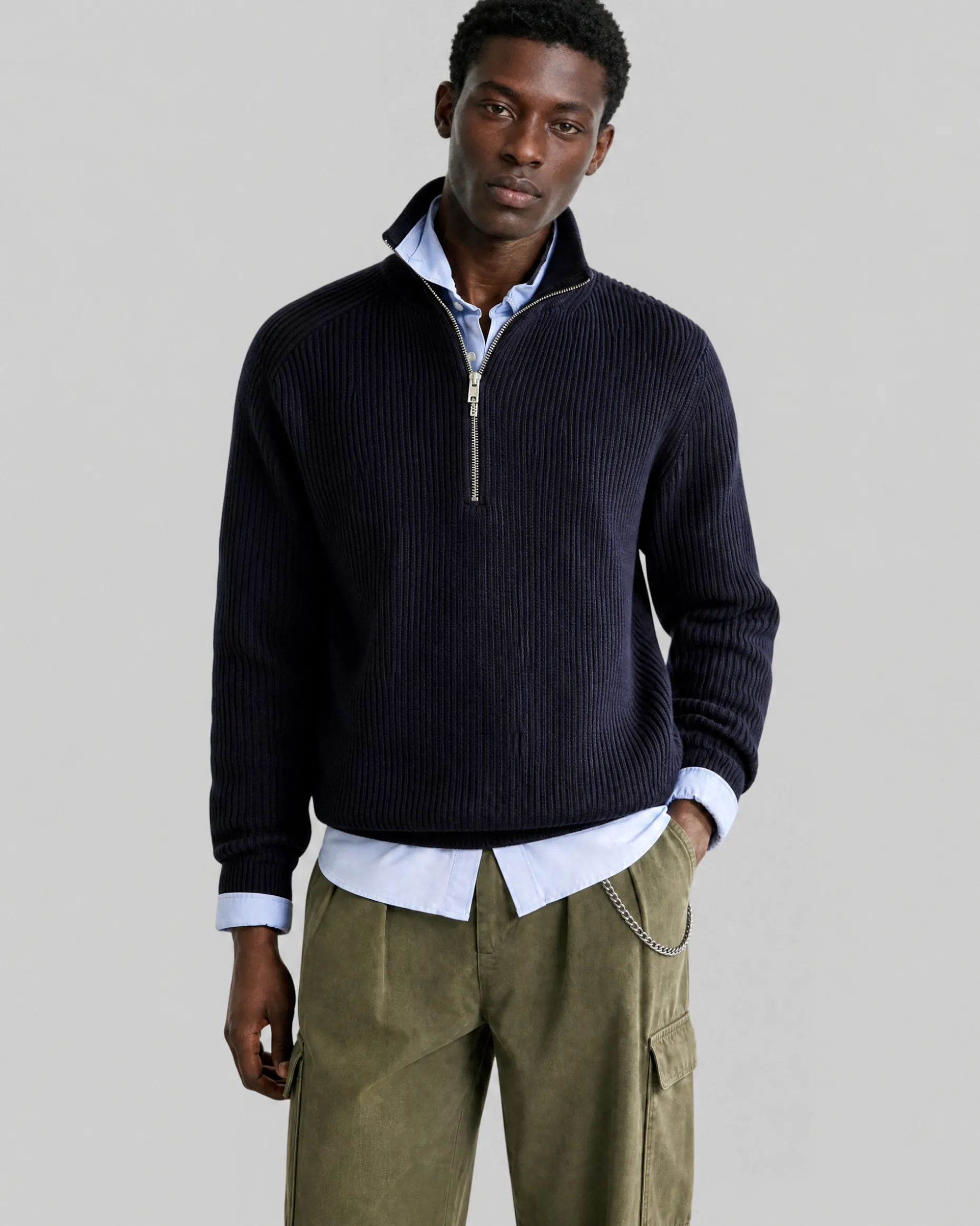 Pull col camionneur en laine marine