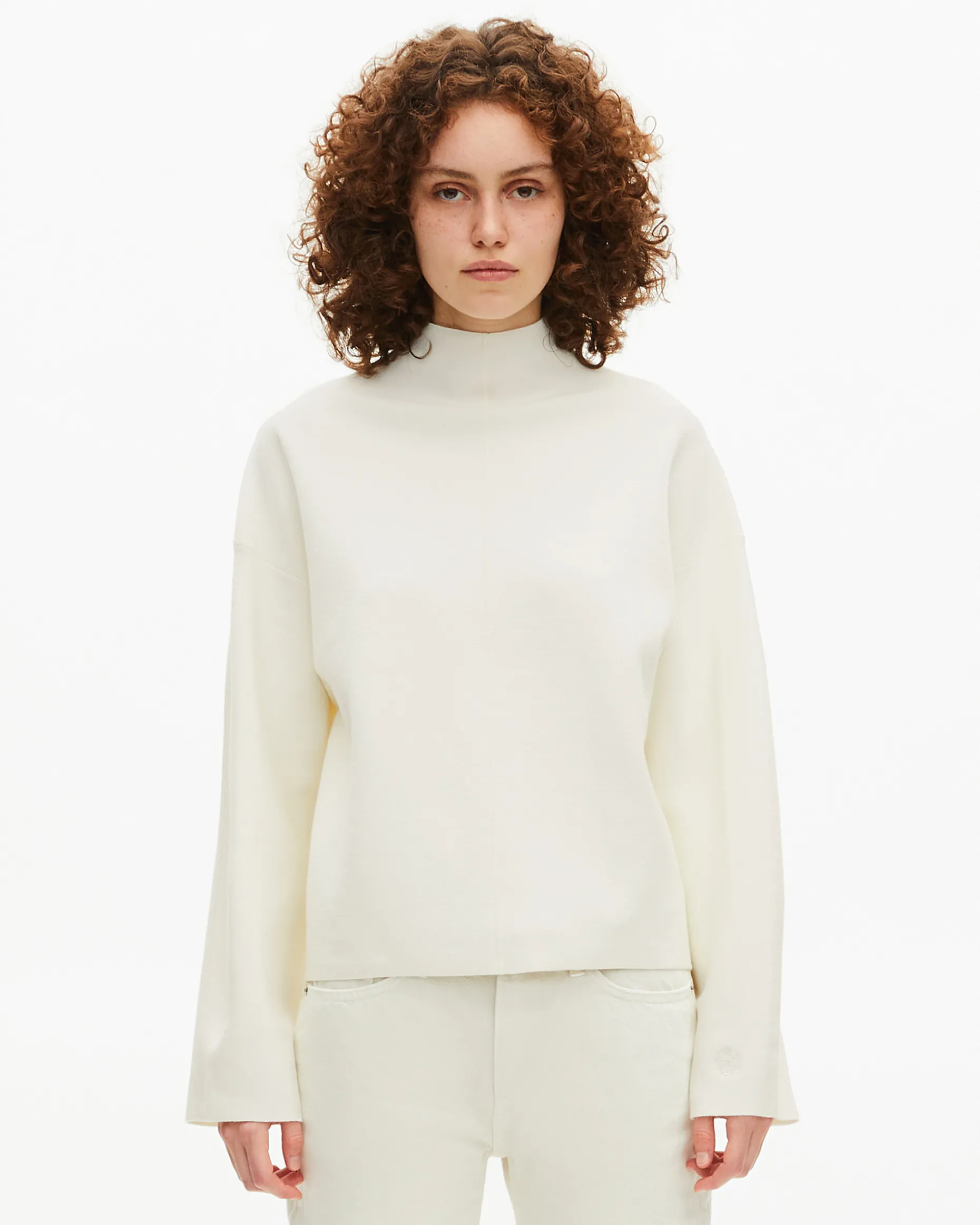 Pull col cheminée écru