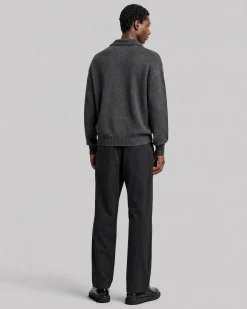 Pull col polo en laine gris