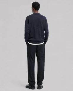Pull col polo en laine marine
