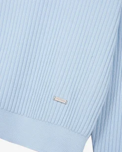 Pull col polo en laine mérinos bleu