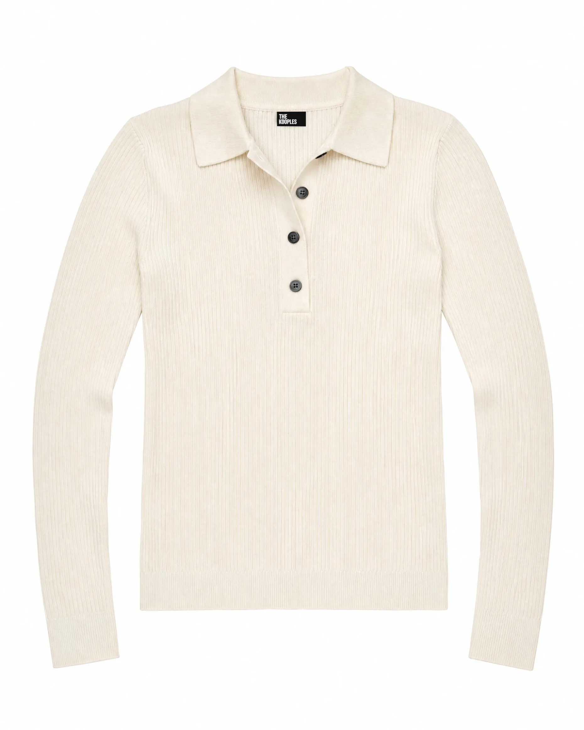 Pull col polo en laine mérinos ecru