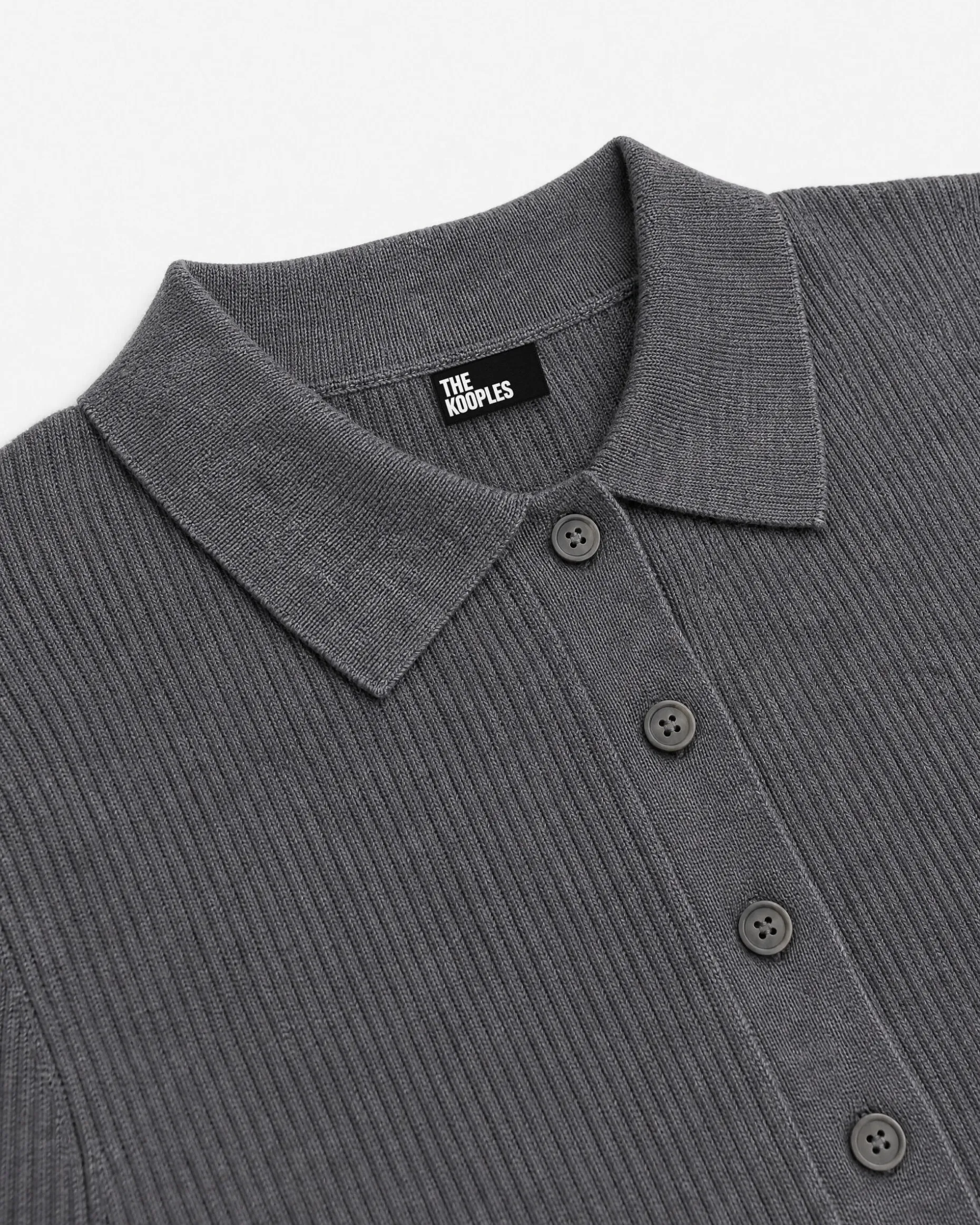 Pull col polo en laine mérinos gris