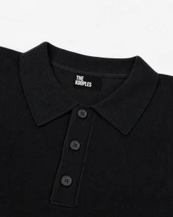 Pull col polo en laine mérinos noir