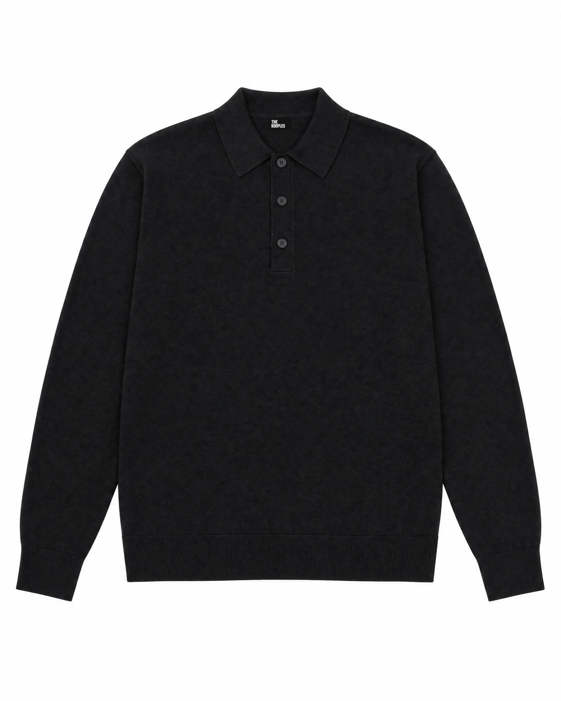 Pull col polo en laine mérinos noir