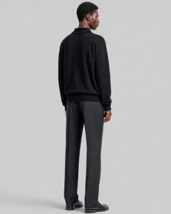 Pull col polo en laine noir