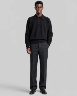 Pull col polo en laine noir