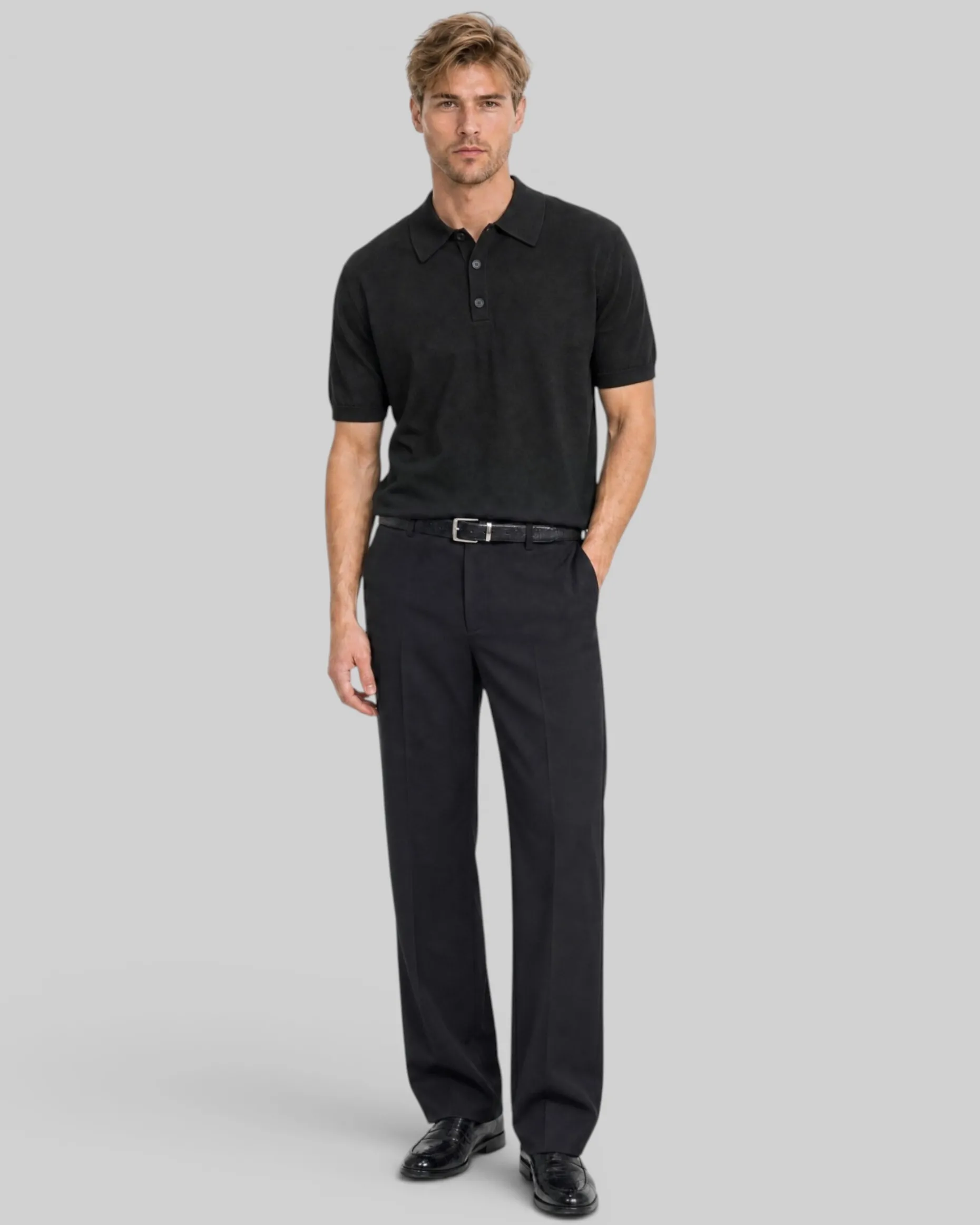 Pull col polo noir