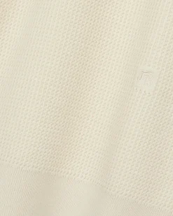 Pull col polo à zip beige