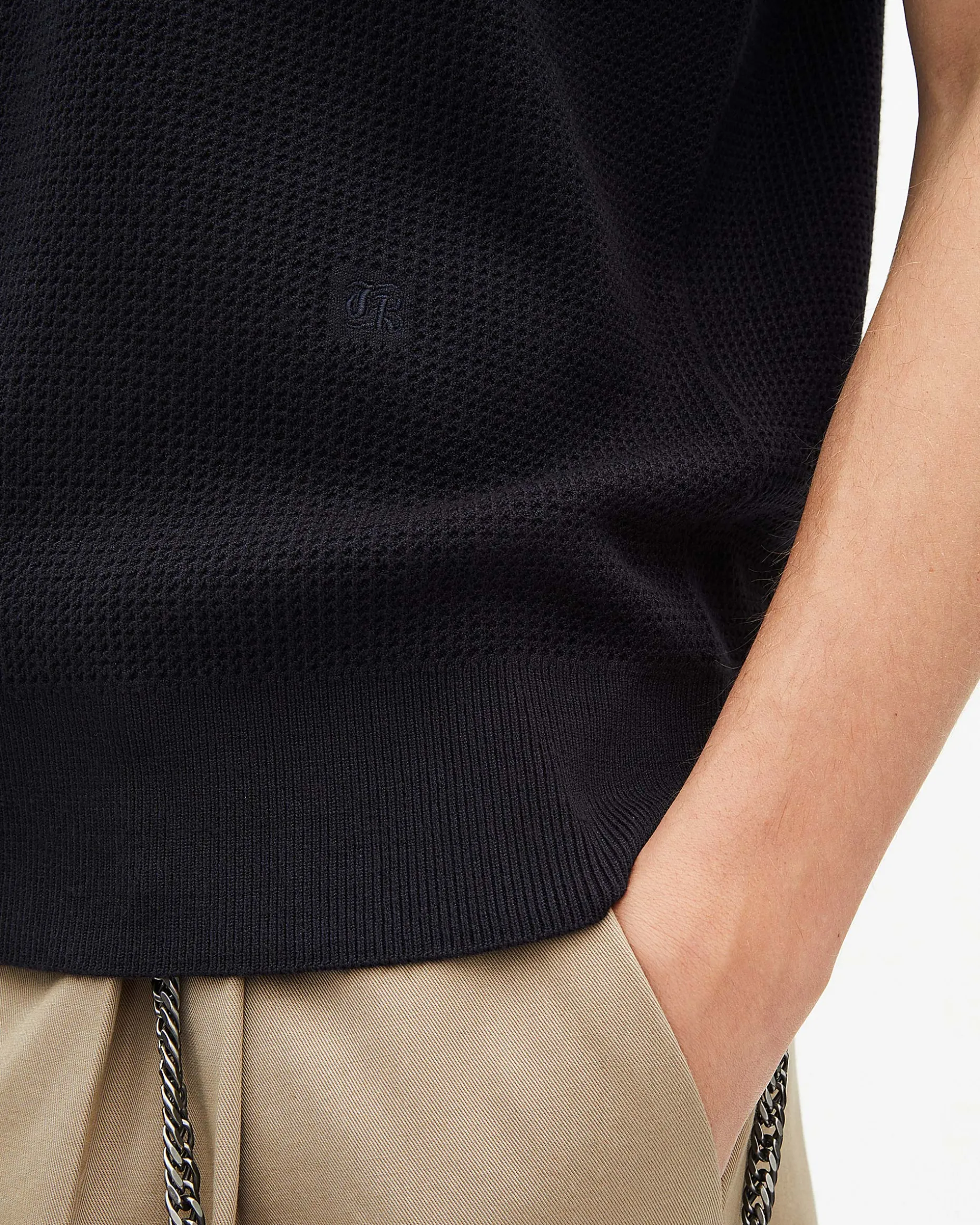 Pull col polo à zip marine