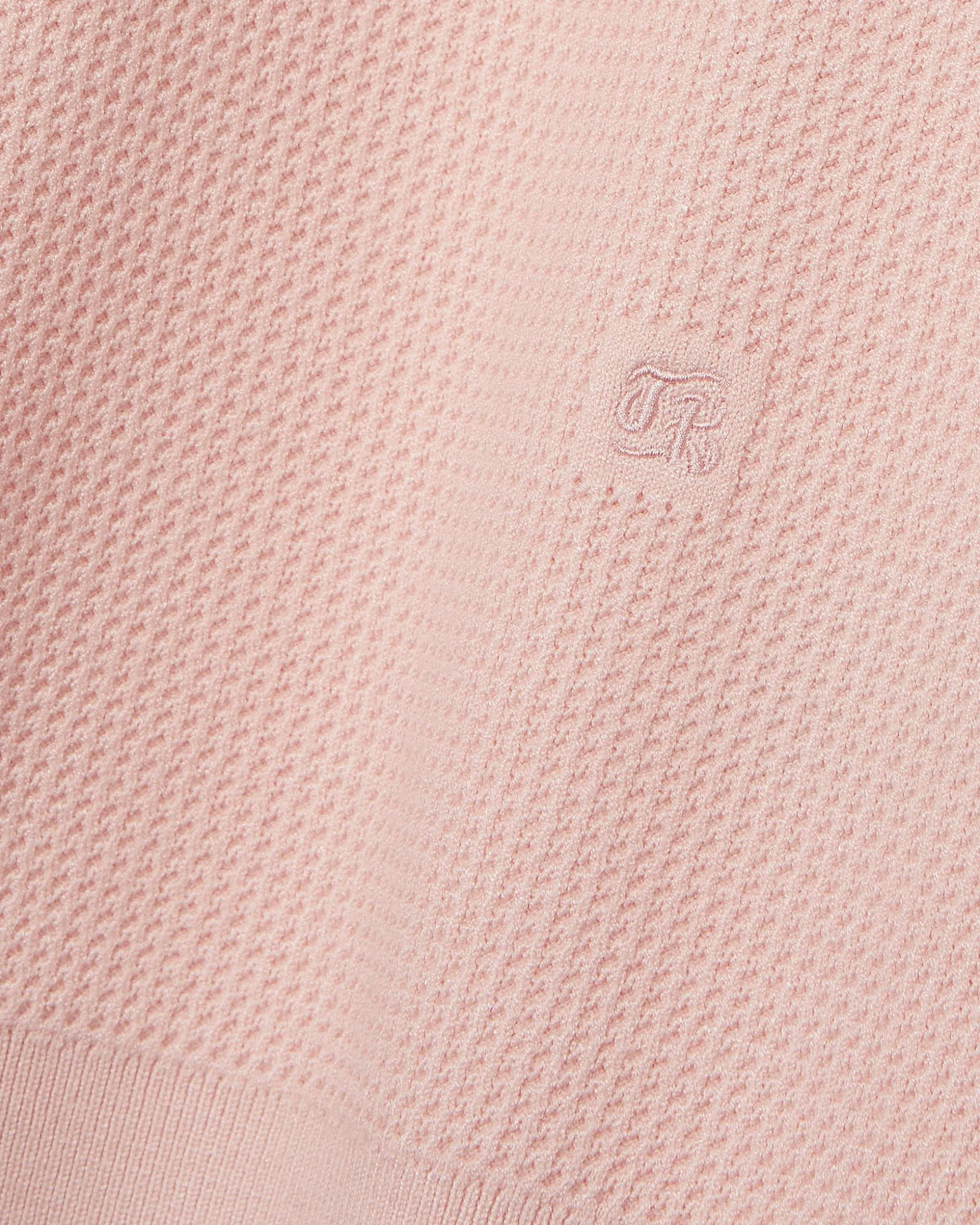 Pull col polo à zip rose