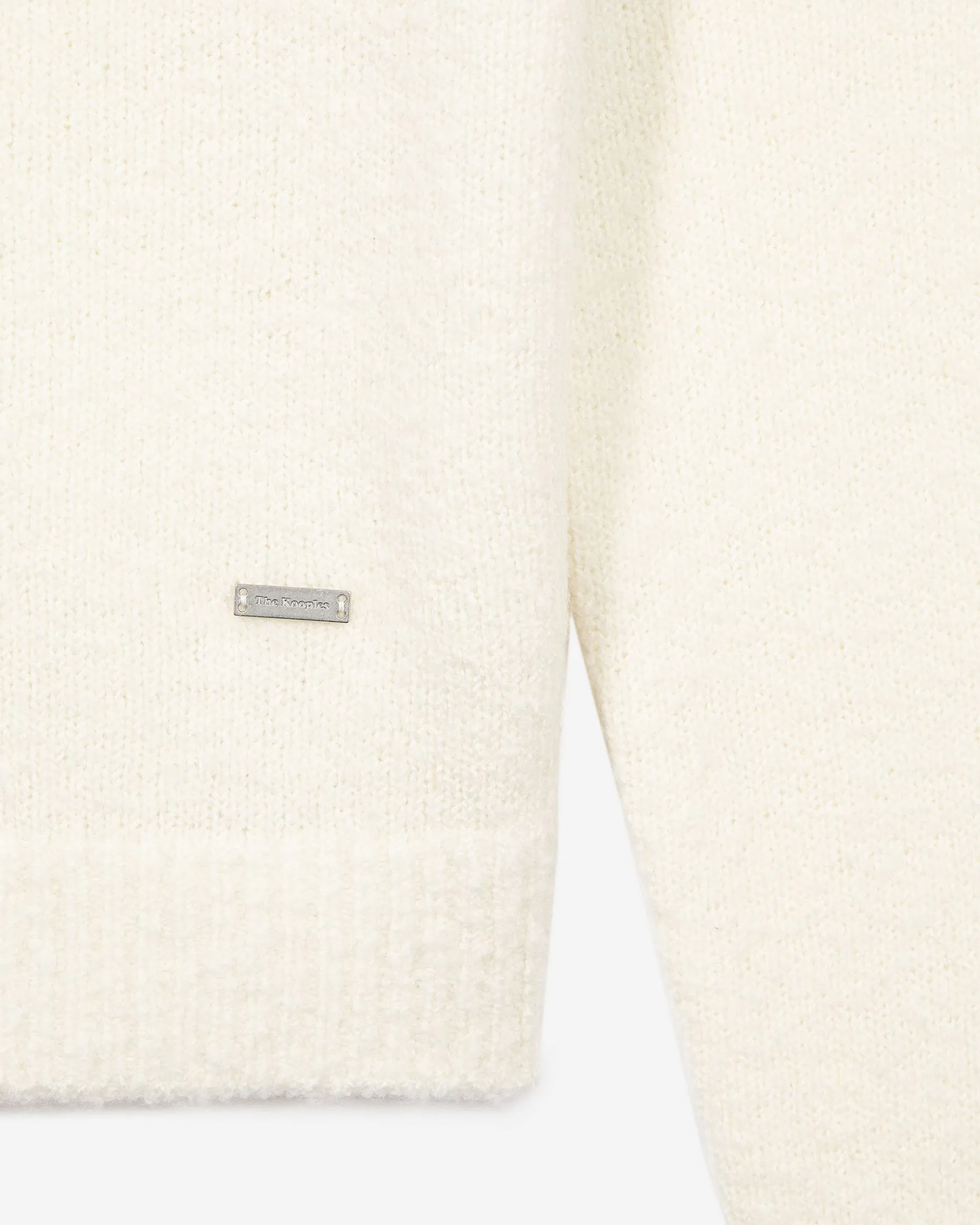 Pull col rond en laine bouclée beige