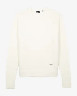 Pull col rond en laine bouclée beige