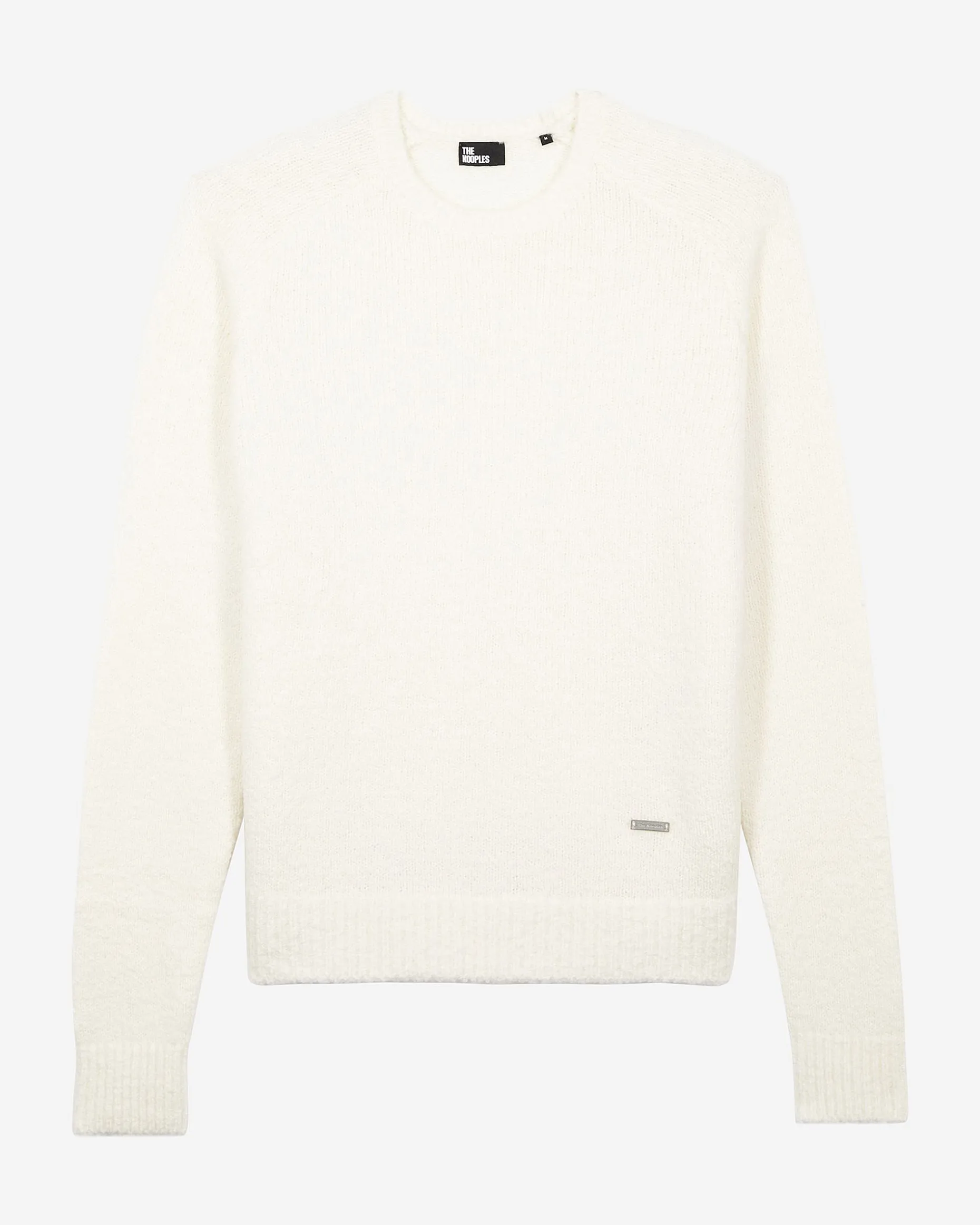 Pull col rond en laine bouclée beige