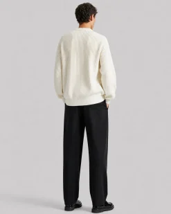 Pull col rond en laine écru