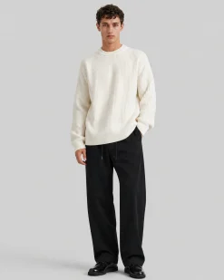 Pull col rond en laine écru