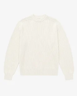 Pull col rond en laine écru