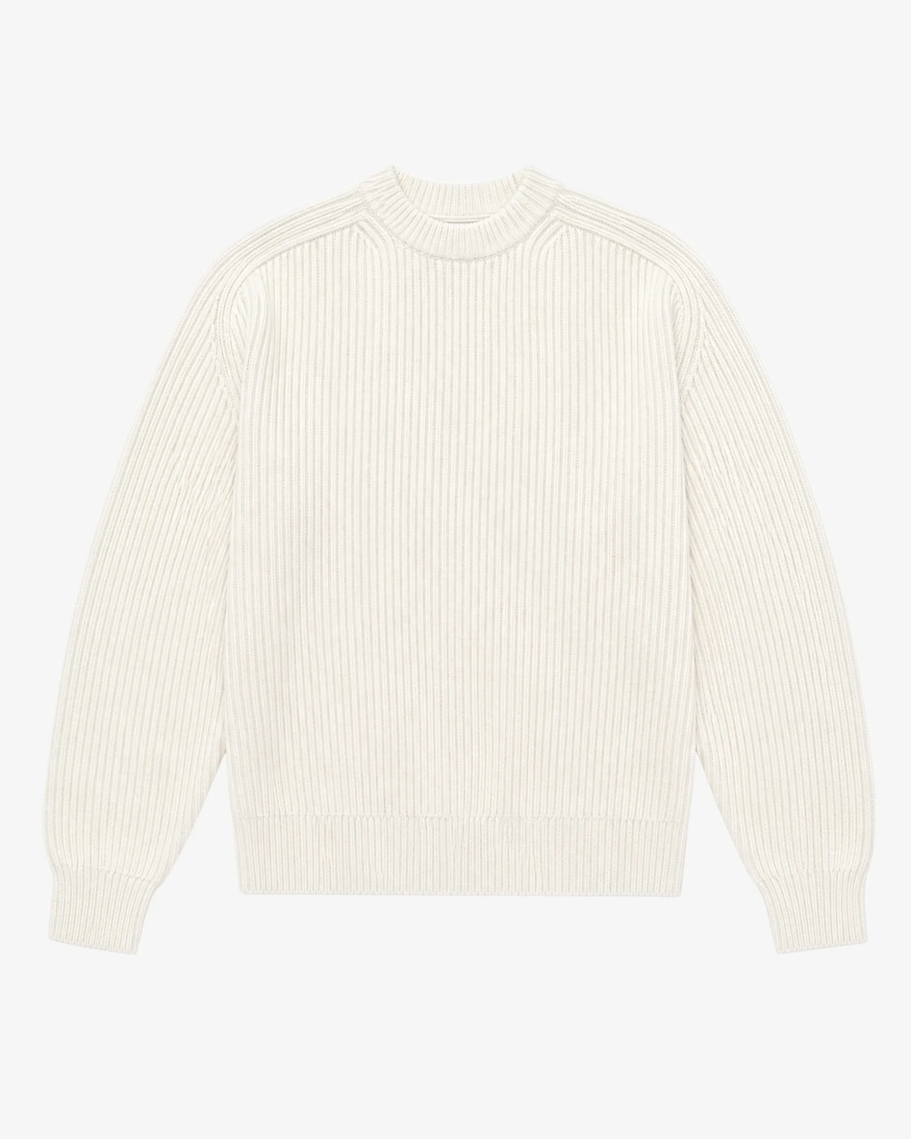 Pull col rond en laine écru