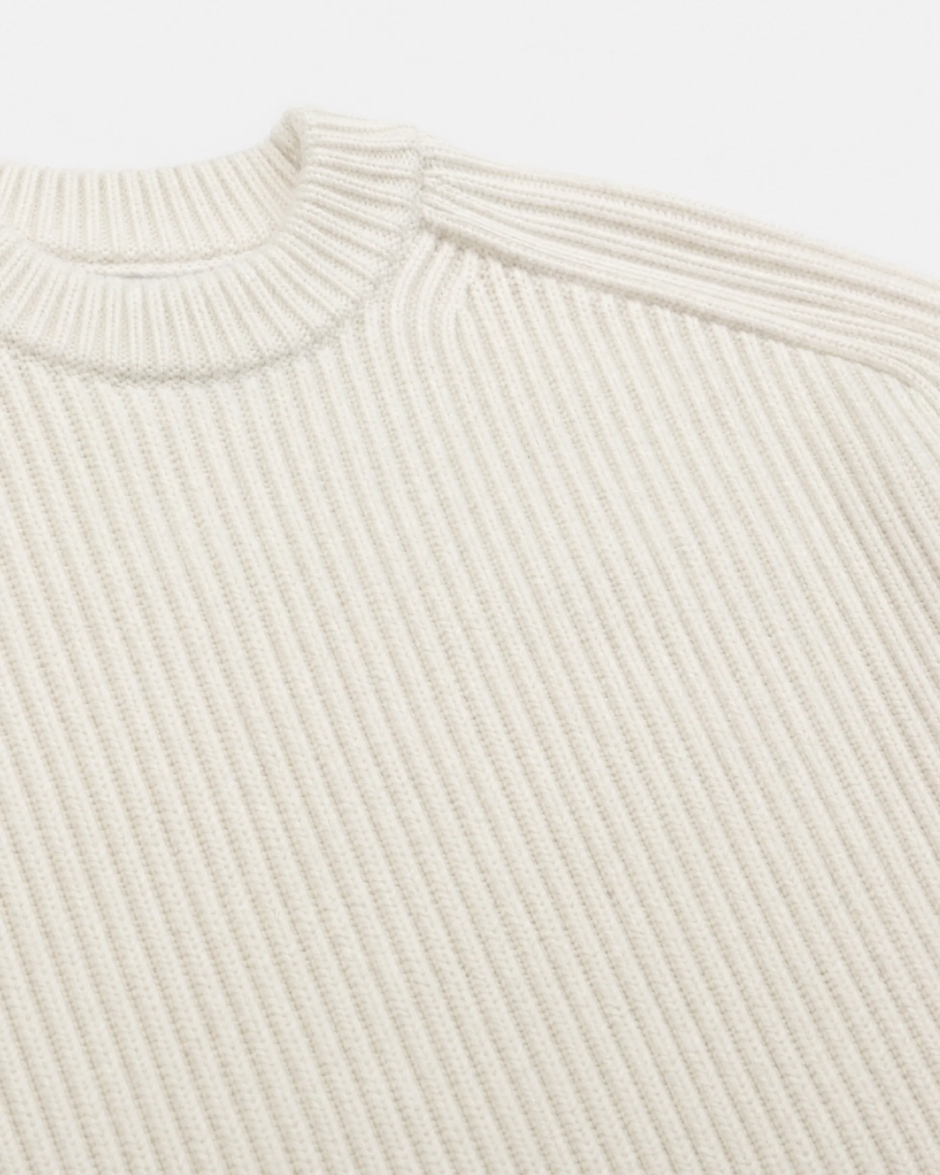 Pull col rond en laine écru