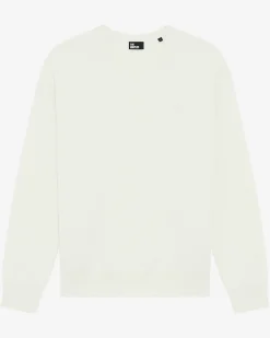 Pull col rond en laine double face écru