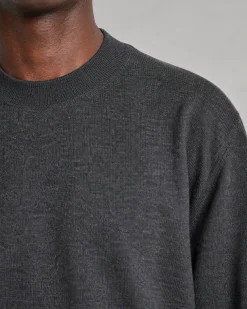 Pull col rond en laine mérinos gris