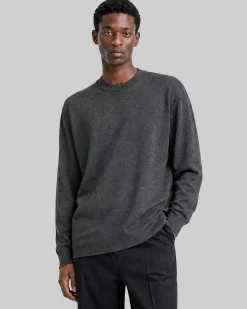 Pull col rond en laine mérinos gris