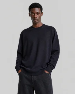 Pull col rond en laine mérinos marine