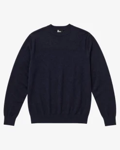 Pull col rond en laine mérinos marine