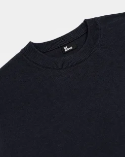 Pull col rond en laine mérinos marine