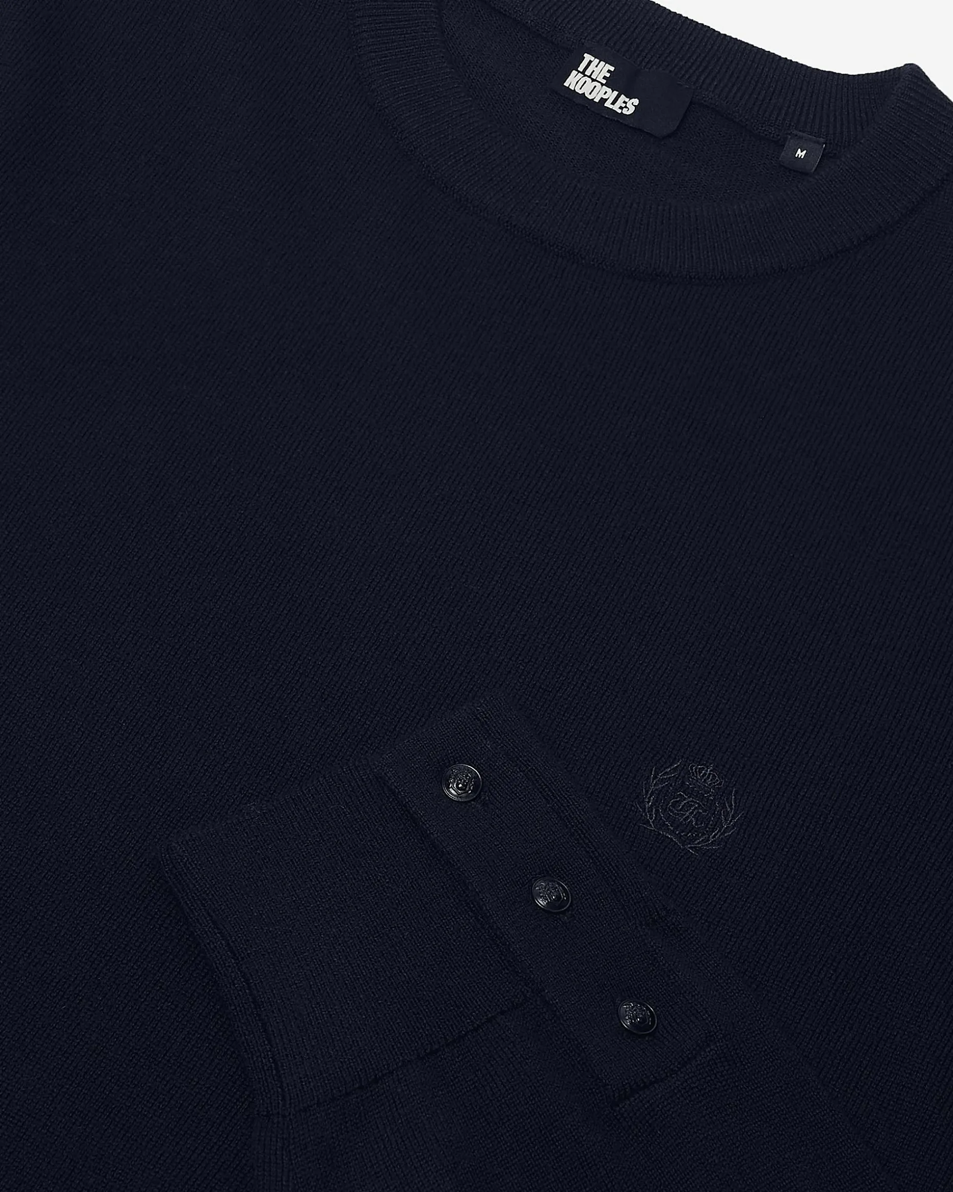 Pull col rond en laine mérinos marine