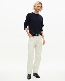 Pull col rond en laine mérinos marine