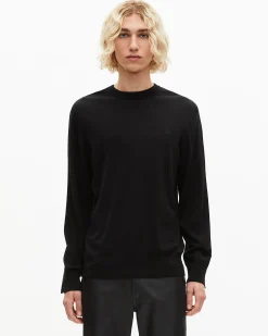 Pull col rond en laine mérinos noir