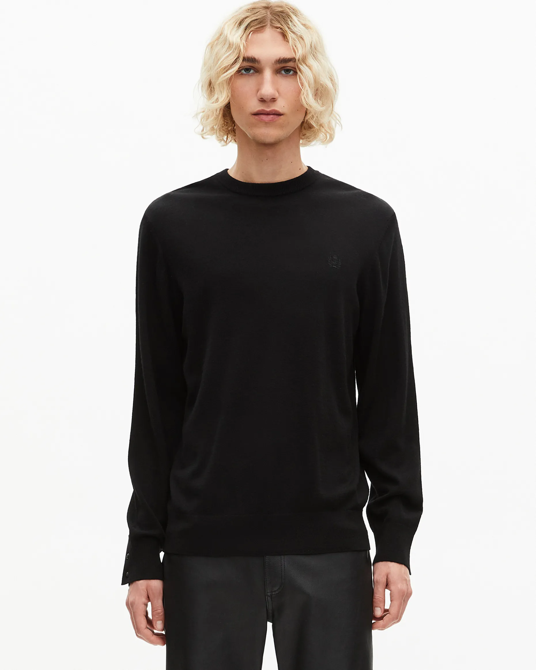Pull col rond en laine mérinos noir