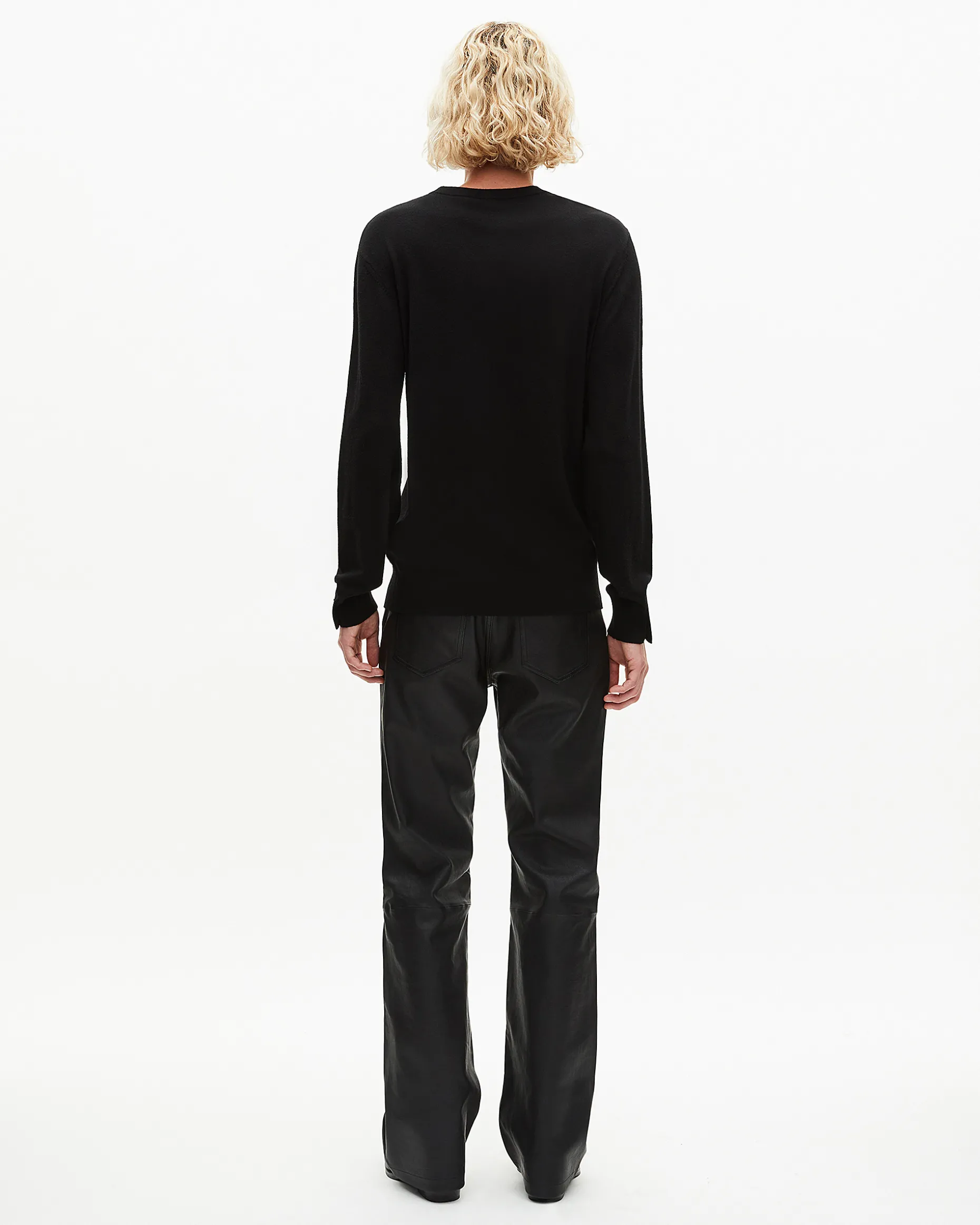 Pull col rond en laine mérinos noir