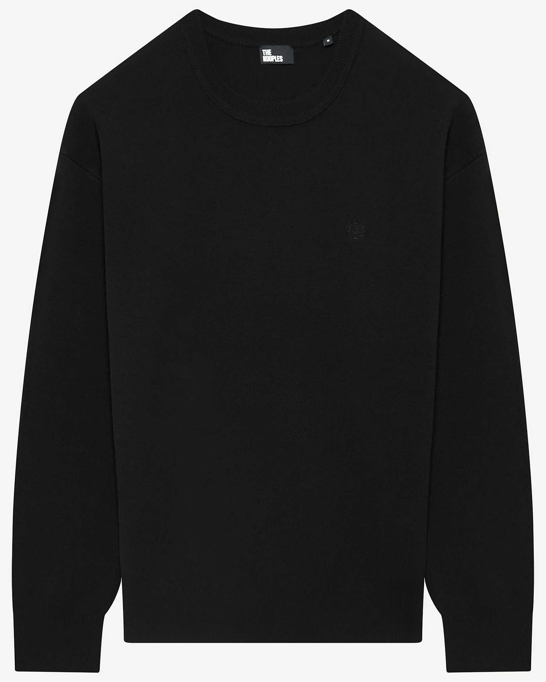 Pull col rond en laine mérinos noir
