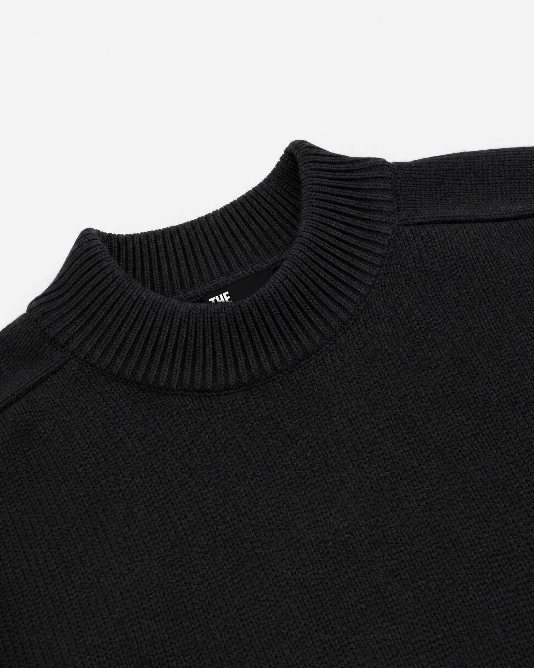 Pull col rond en laine noir