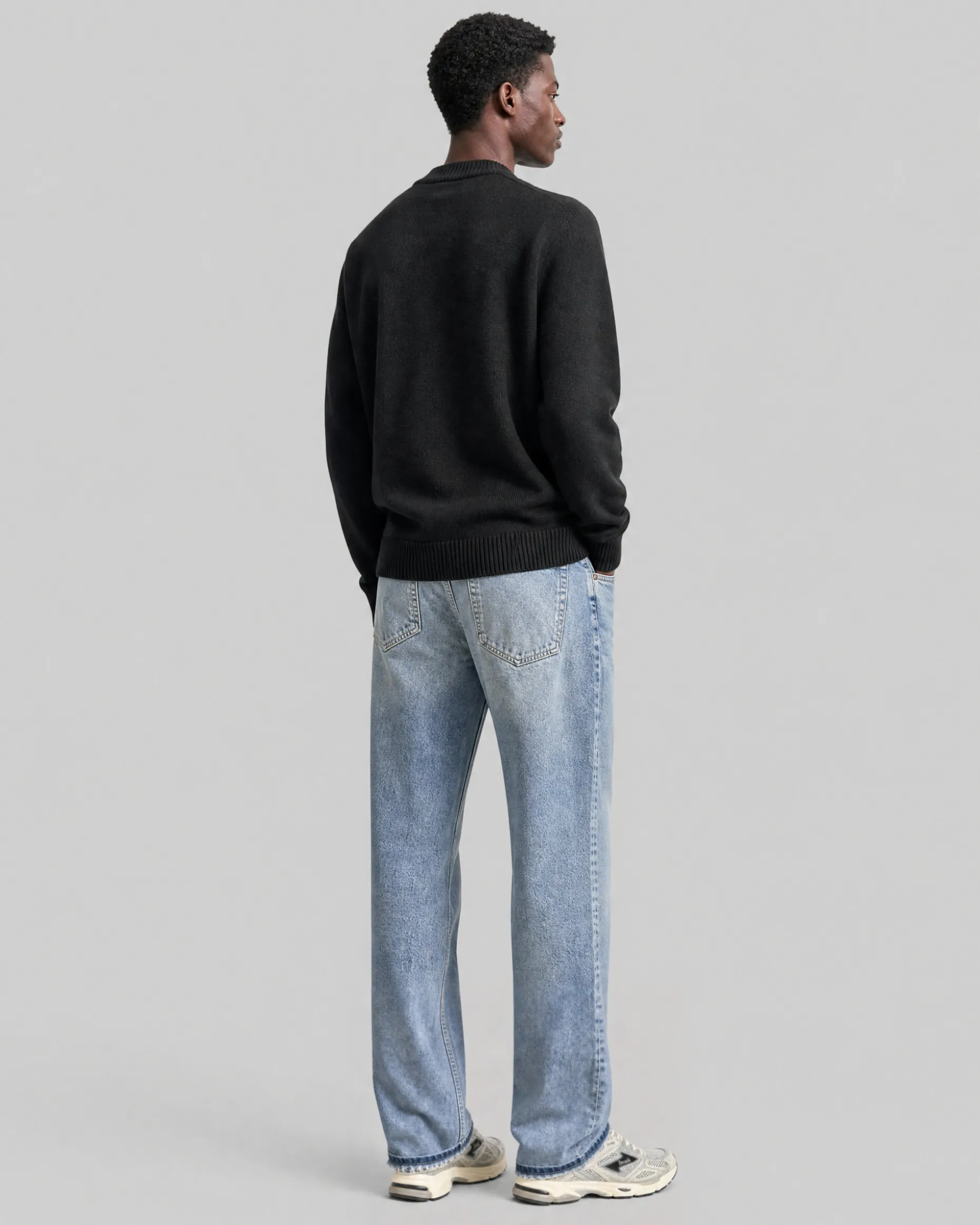 Pull col rond en laine noir
