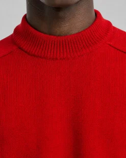 Pull col rond en laine rouge
