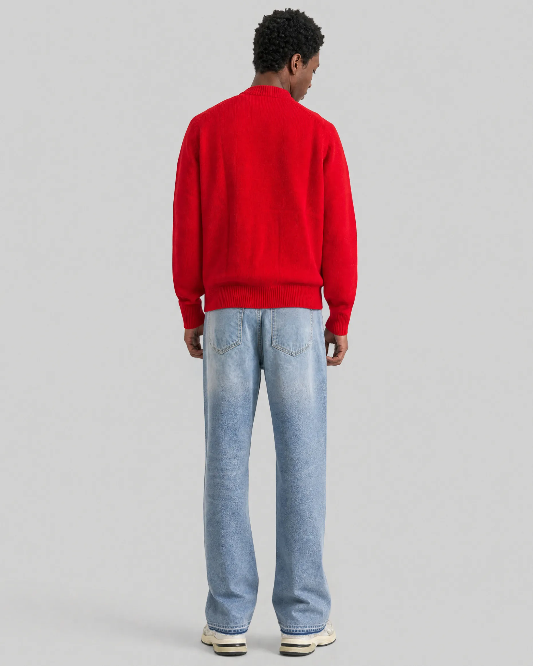 Pull col rond en laine rouge